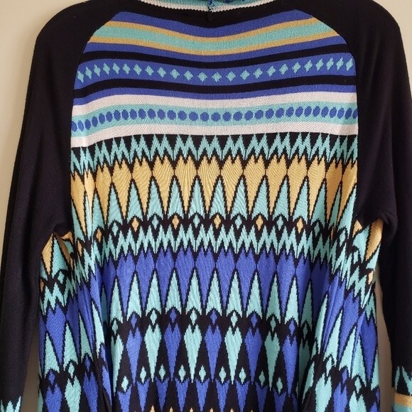 GYPSY 05 Global Village Longline Geomatric Aztec Cardigan Sweater Wrap Tie XS - Picture 5 of 10